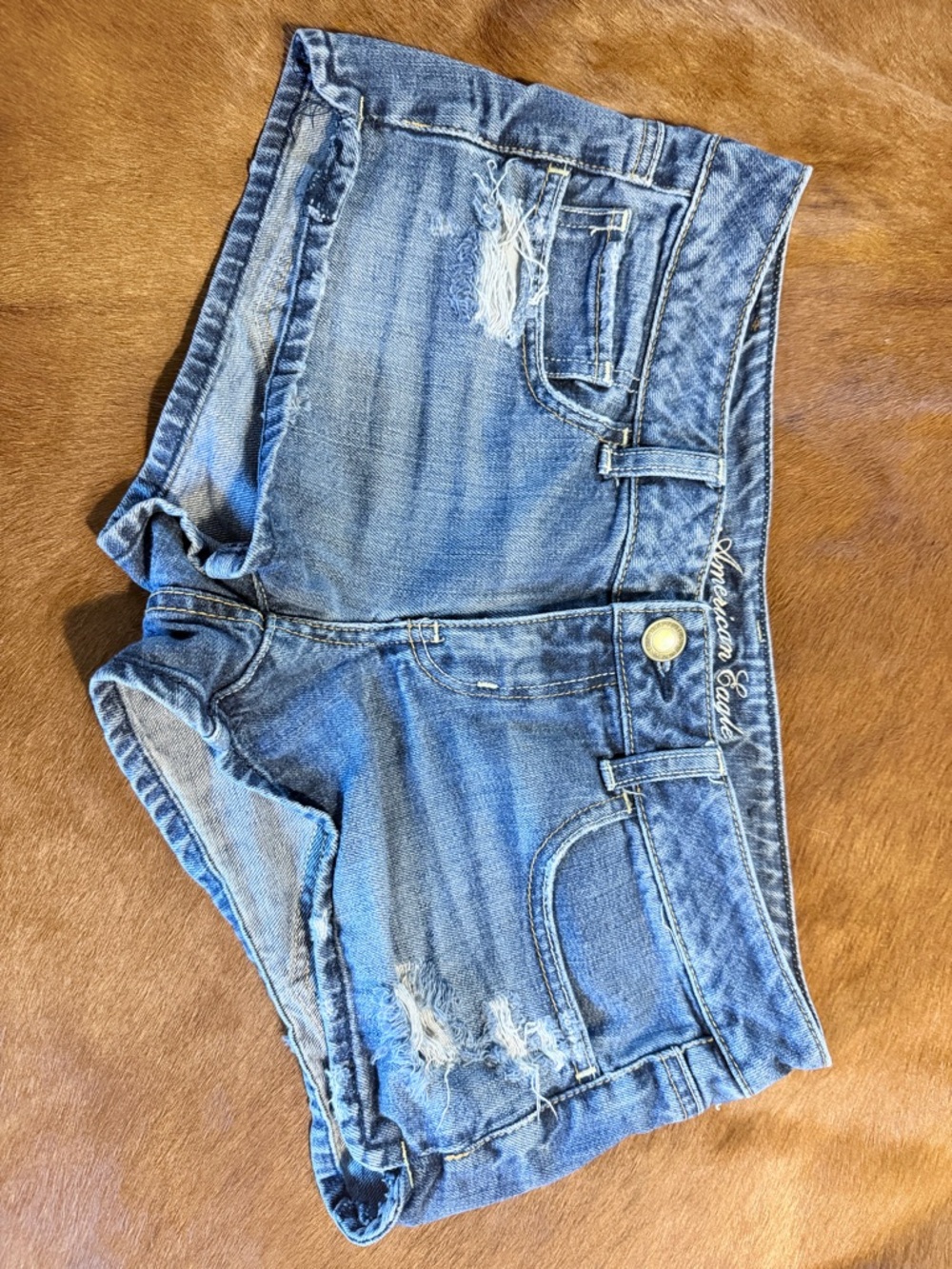 American Eagle Outfitters Blue Denim Jeans with Embroidered Waistband